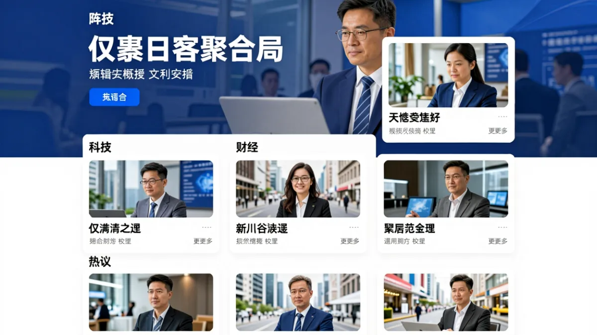 G头条门户首页全景示意图，展示多栏目资讯聚合界面与编辑精选头条排列