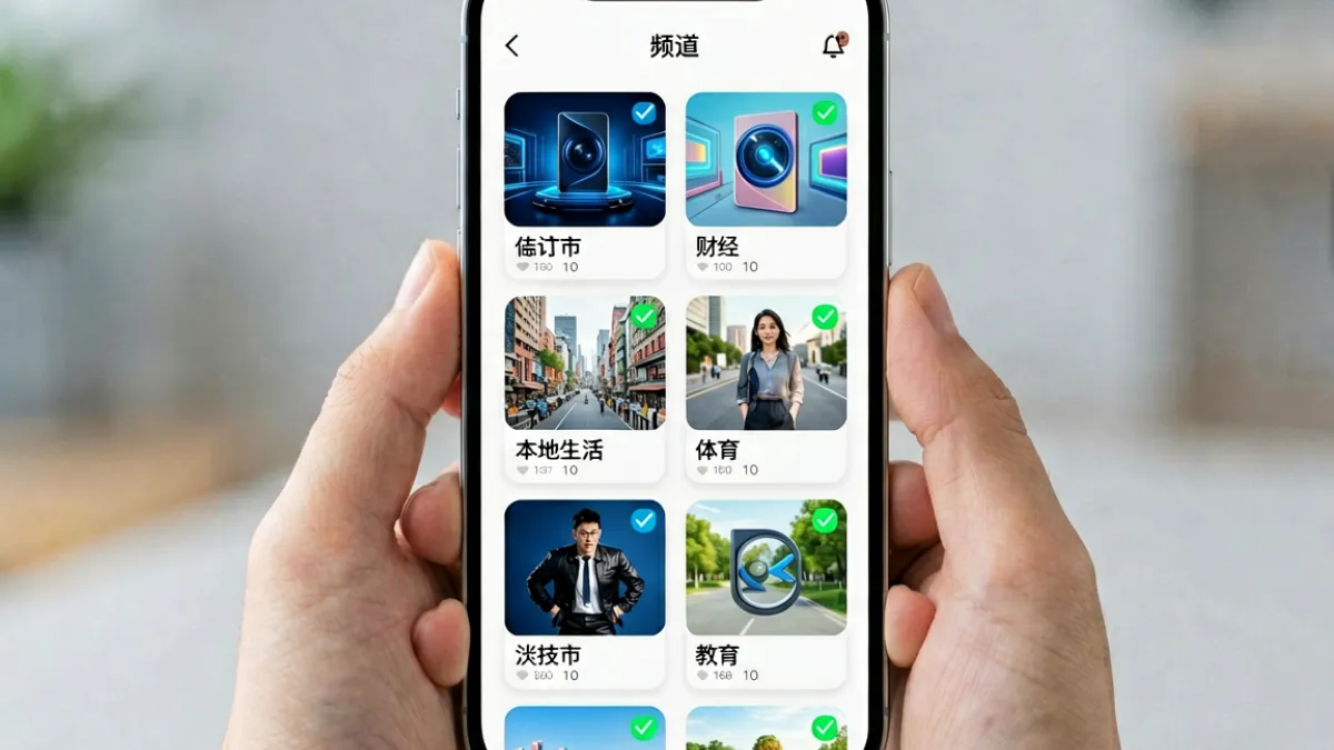 G头条话题频道订阅界面，展示科技、财经、本地生活等分类频道列表与订阅操作